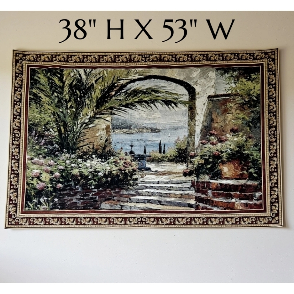 Rose Arch Jacquard-Woven Cotton Wall Tapestry 53"x38"